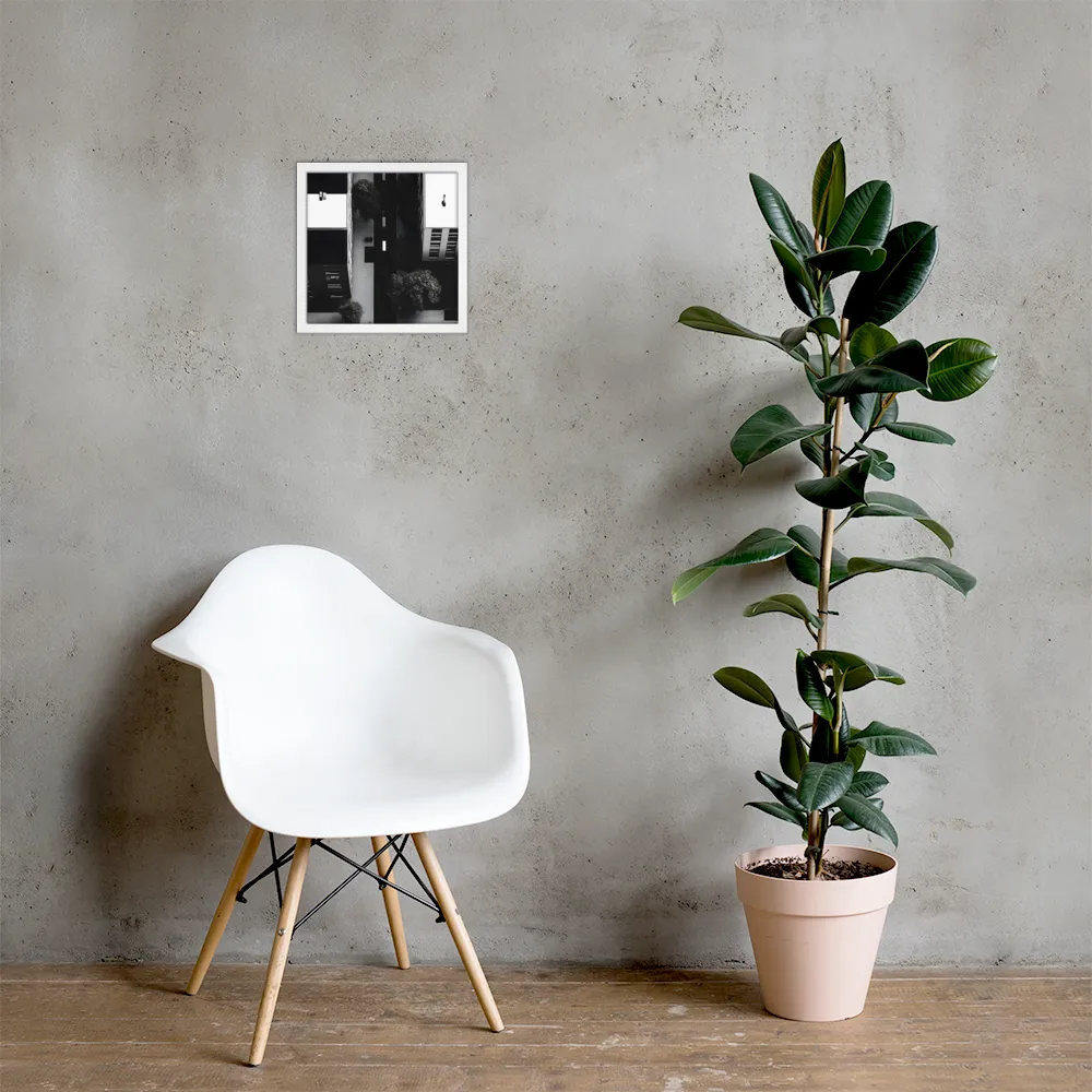 Urban Serenity from Above | Poster with White Frame | 12″×12″