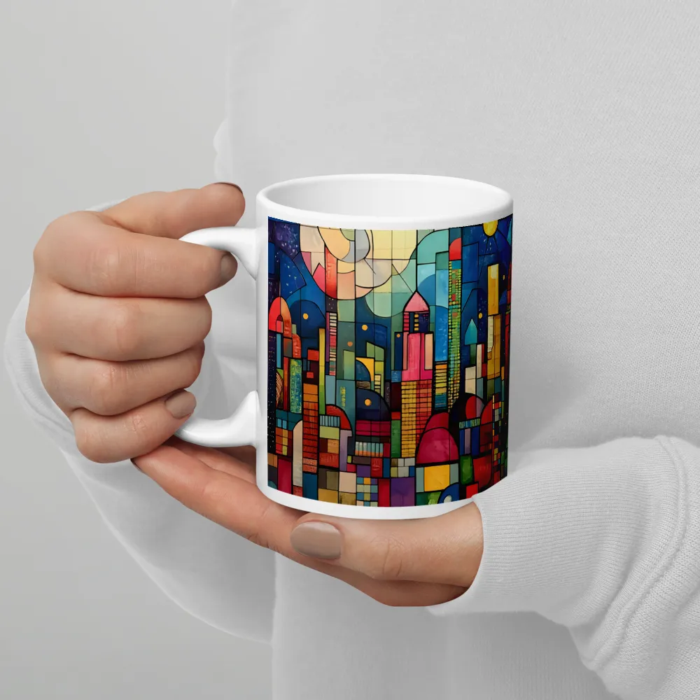 Geometric Harmony: A Vibrant Cityscape | Mugs | Multiple Sizes & Colors