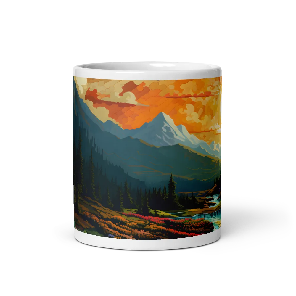 Serenity in Sunset: A Winding River's Embrace | Mugs | Multiple Sizes & Colors