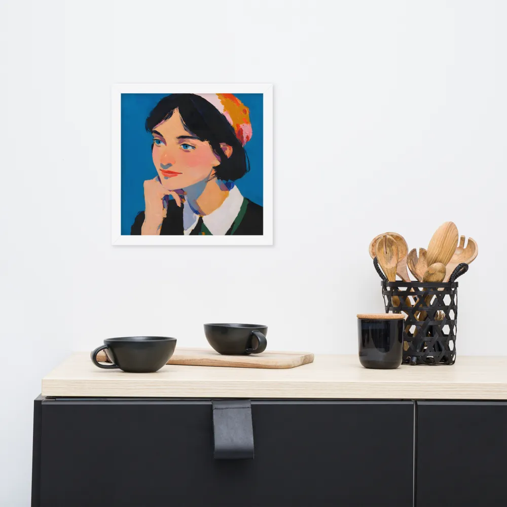 Blue Portrait 
 Poster with White Frame | 12″x 12″