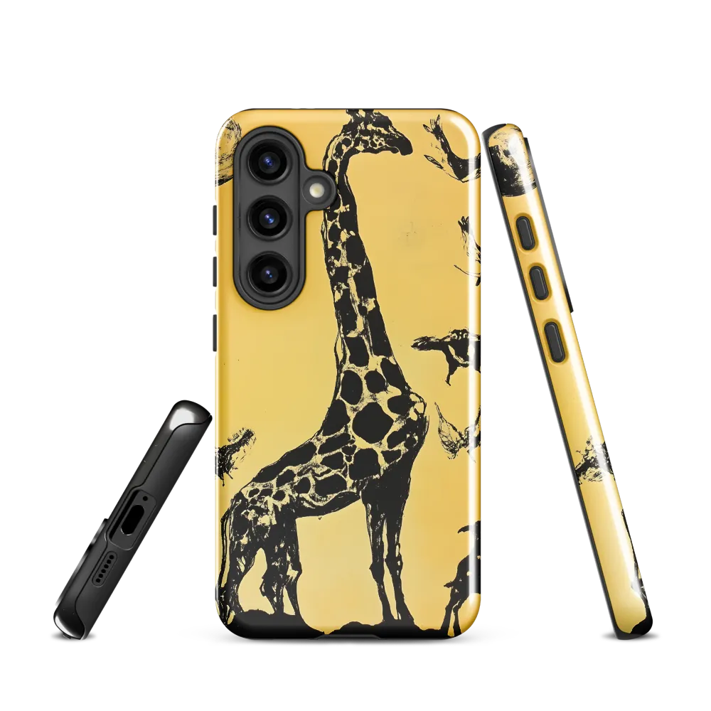 Whimsical Harmony of Giraffe and Birds