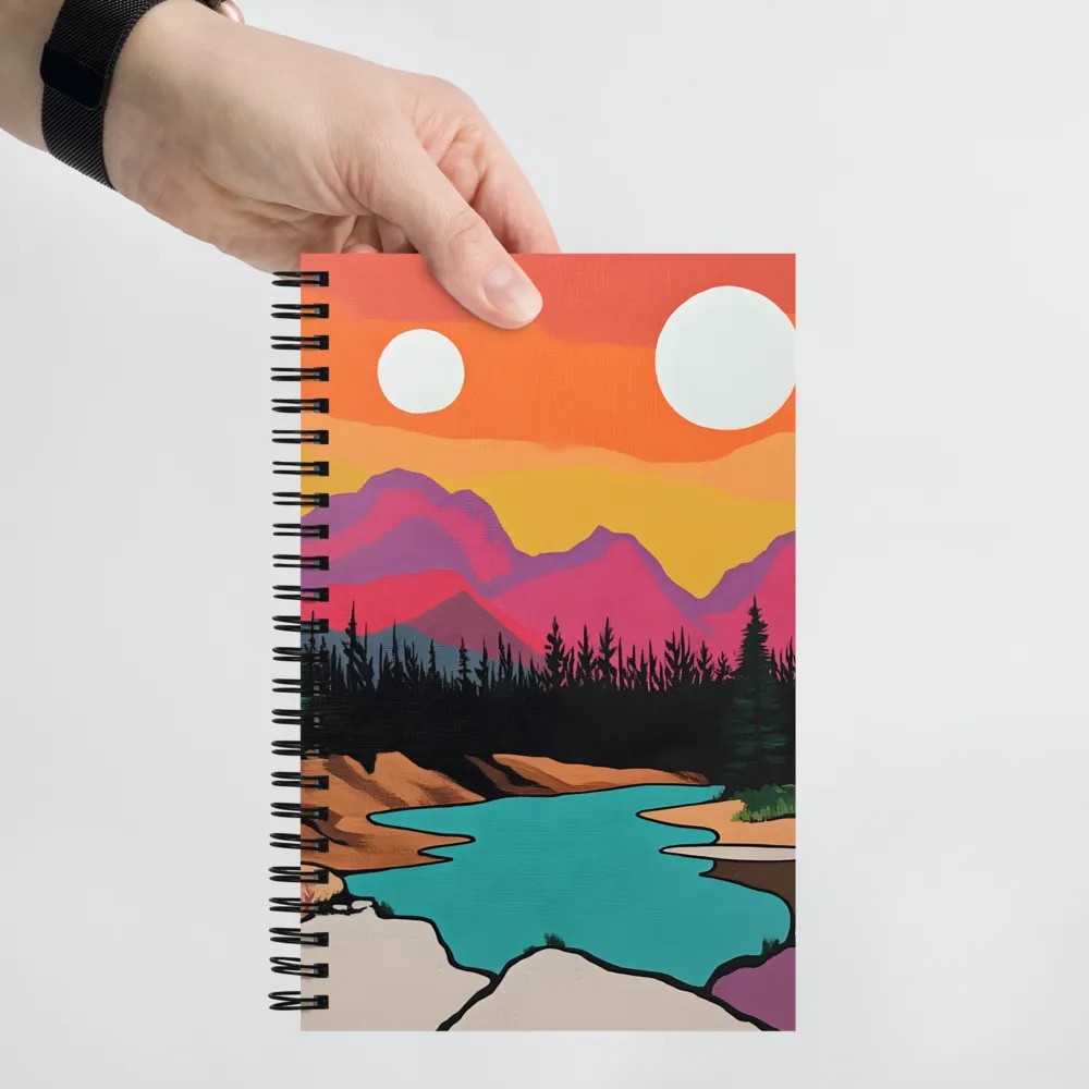 Dual Suns Over Serene Waters | Spiral Notebook