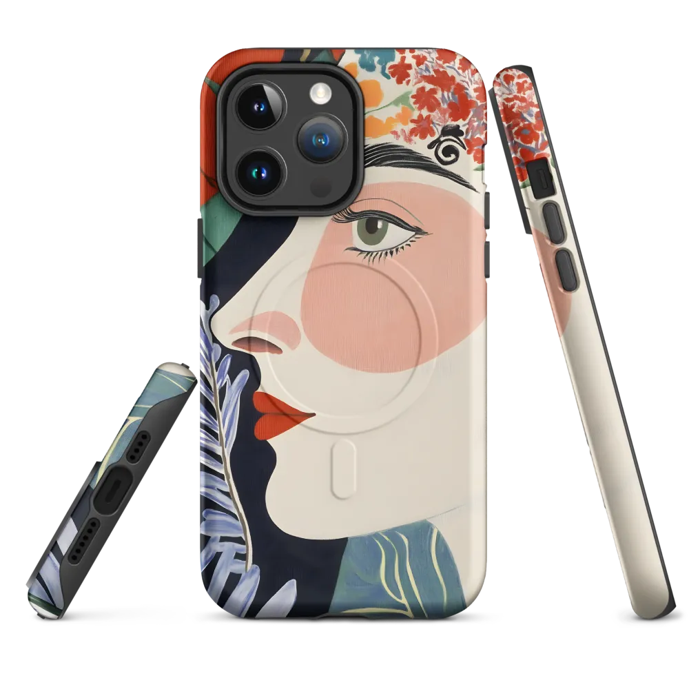 Floral Serenade: A Modern Portrait | Phone Case |  14 Pro Max | MagSafe® Tough Case | Matte
