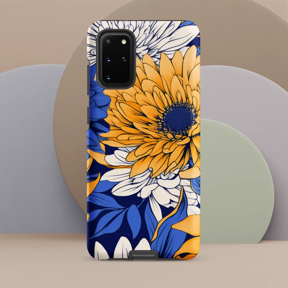 Floral Harmony in Blue and Yellow | Phone Case |  S20 Plus | Tough Case | Matte