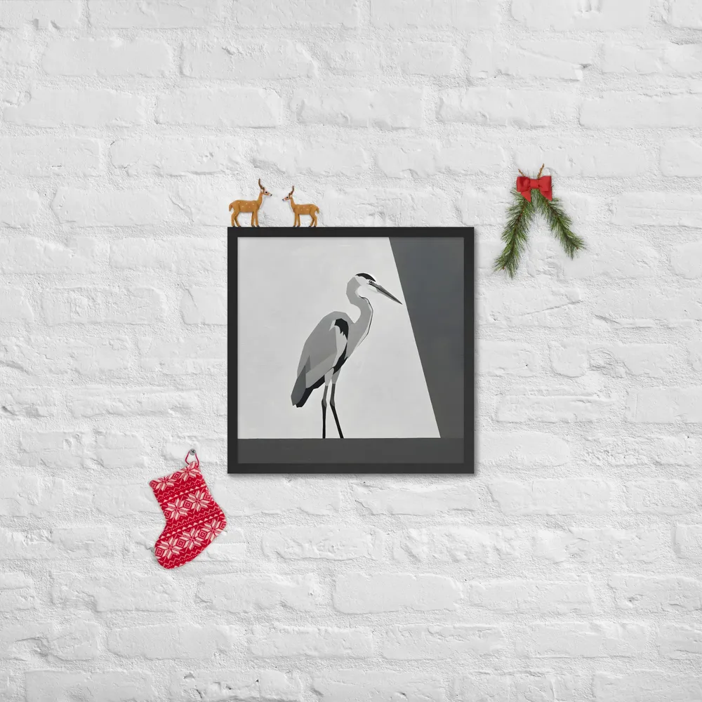 Geometric Heron 
 Poster with Black Frame | 18″x 18″