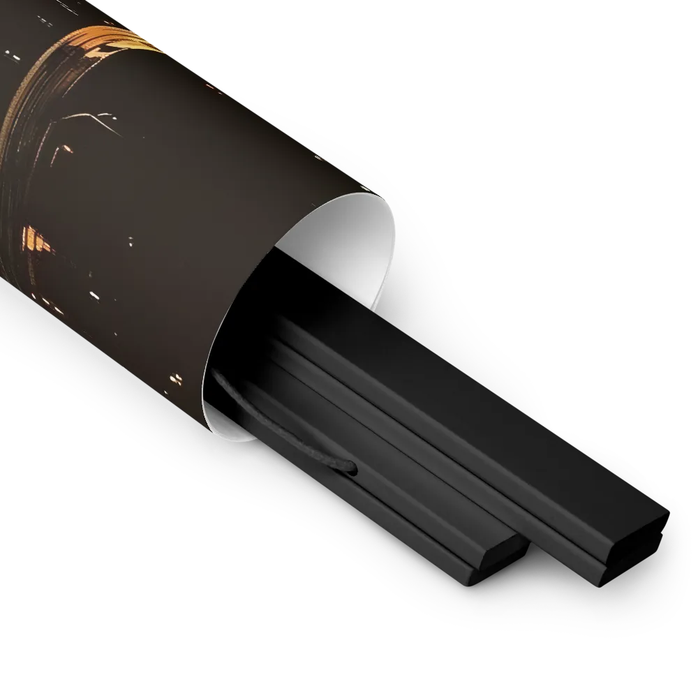 Metro Nexus: A Futuristic Cityscape | Poster With Black Wood Hanger | 18″×18″