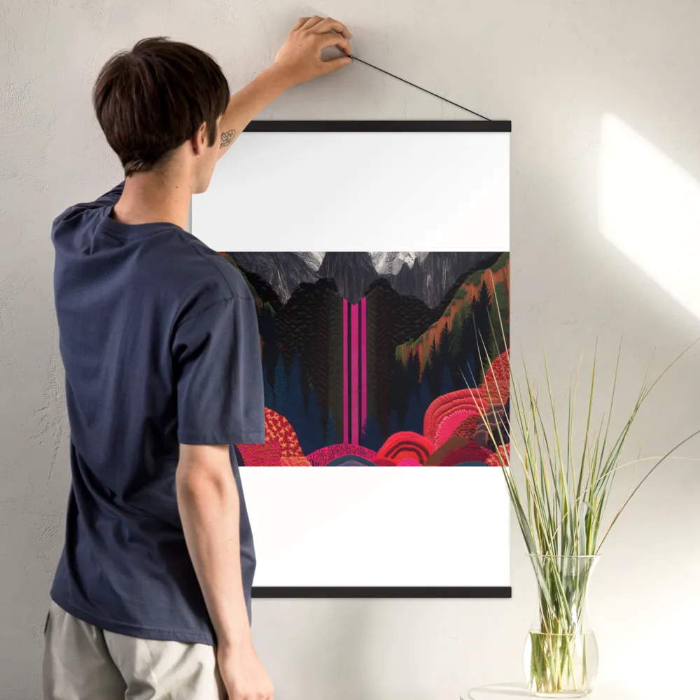 Ethereal Cascade: A Surreal Landscape | Poster With Black Wood Hanger | 24″×36″