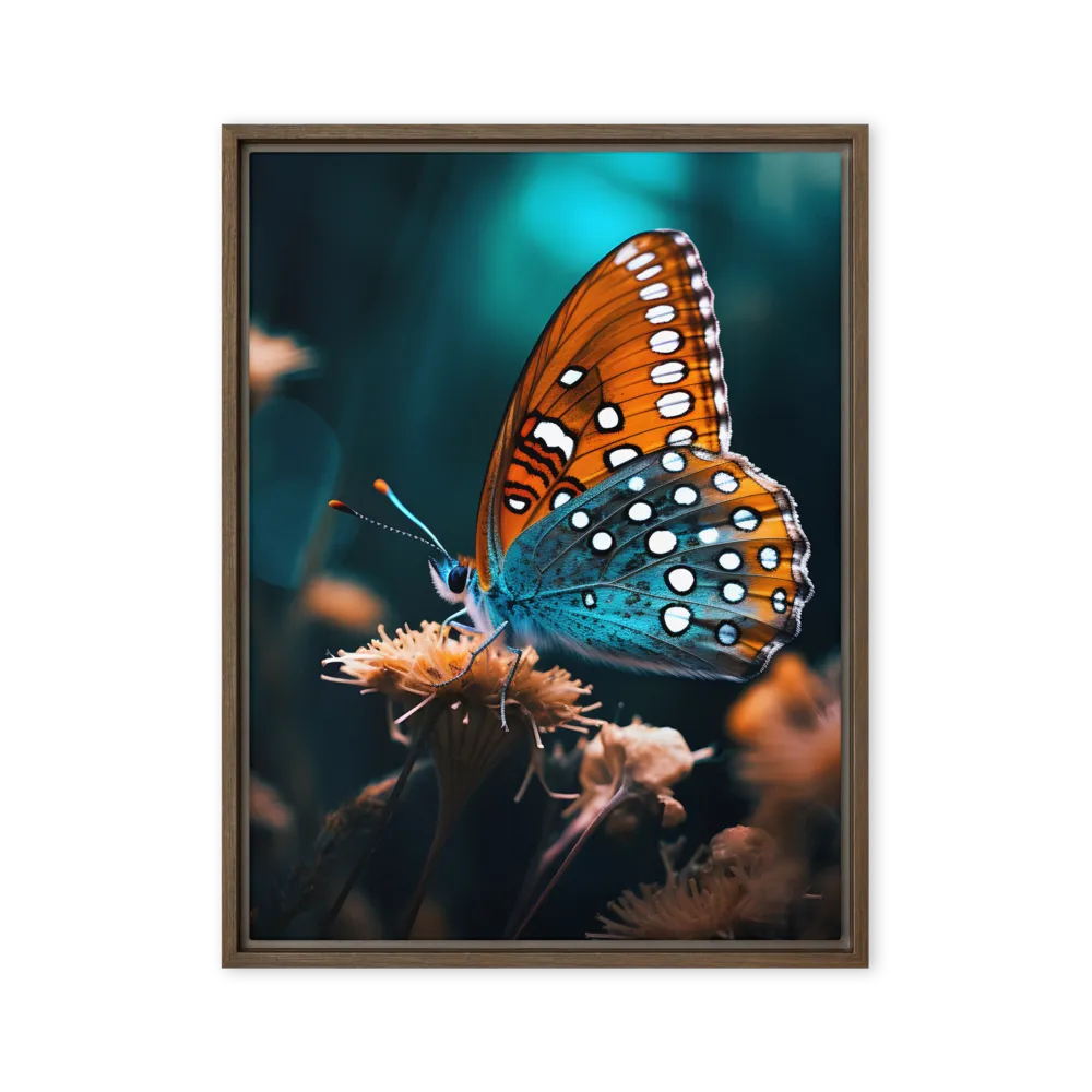 Whispers of Color: The Butterfly's Embrace | Canvas with Brown Frame | 24″×32″