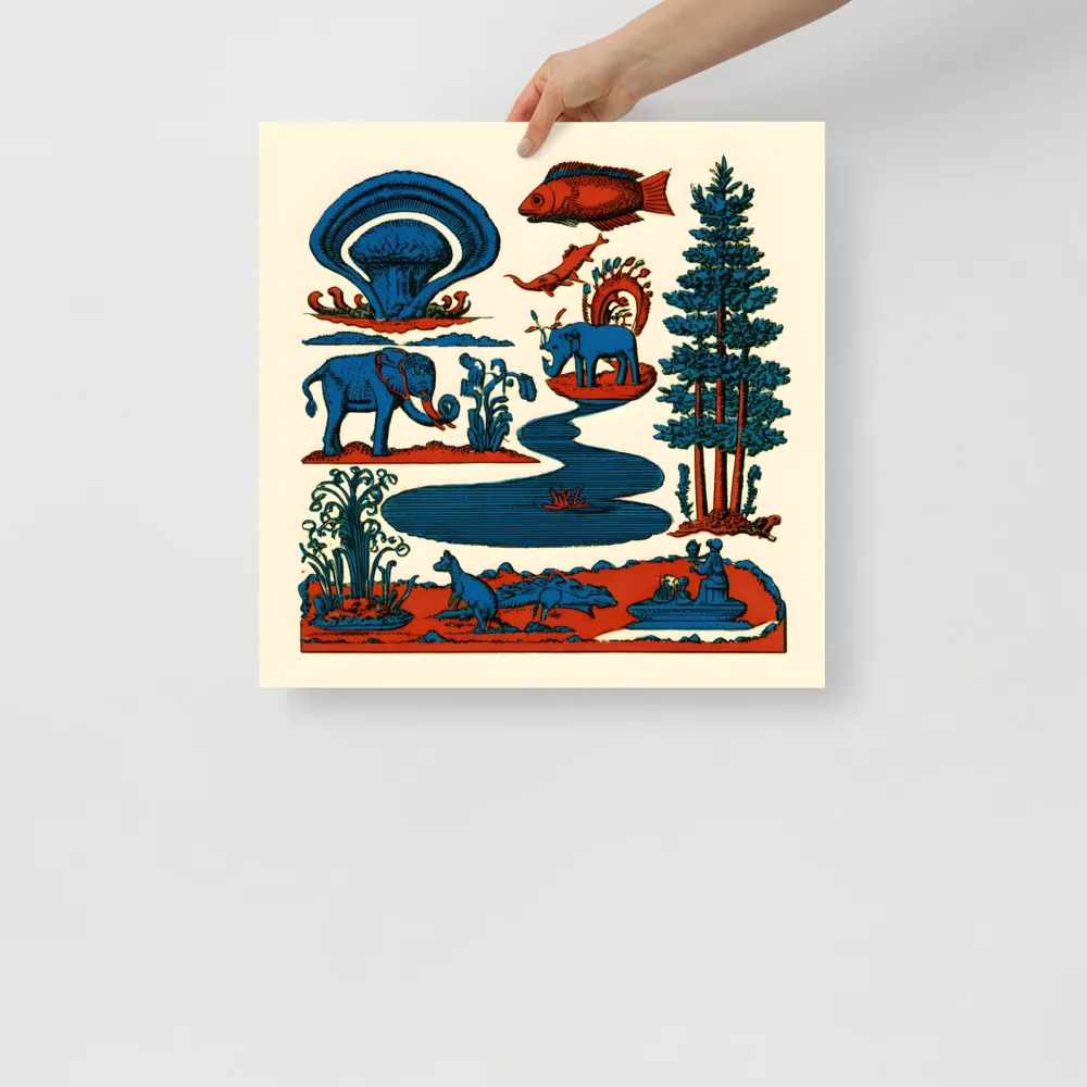 Pondside Elephants 
 Poster | 18″x 18″