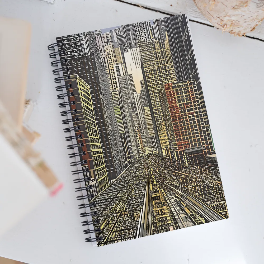 Urban Symphony: The Golden Grid | Spiral Notebook