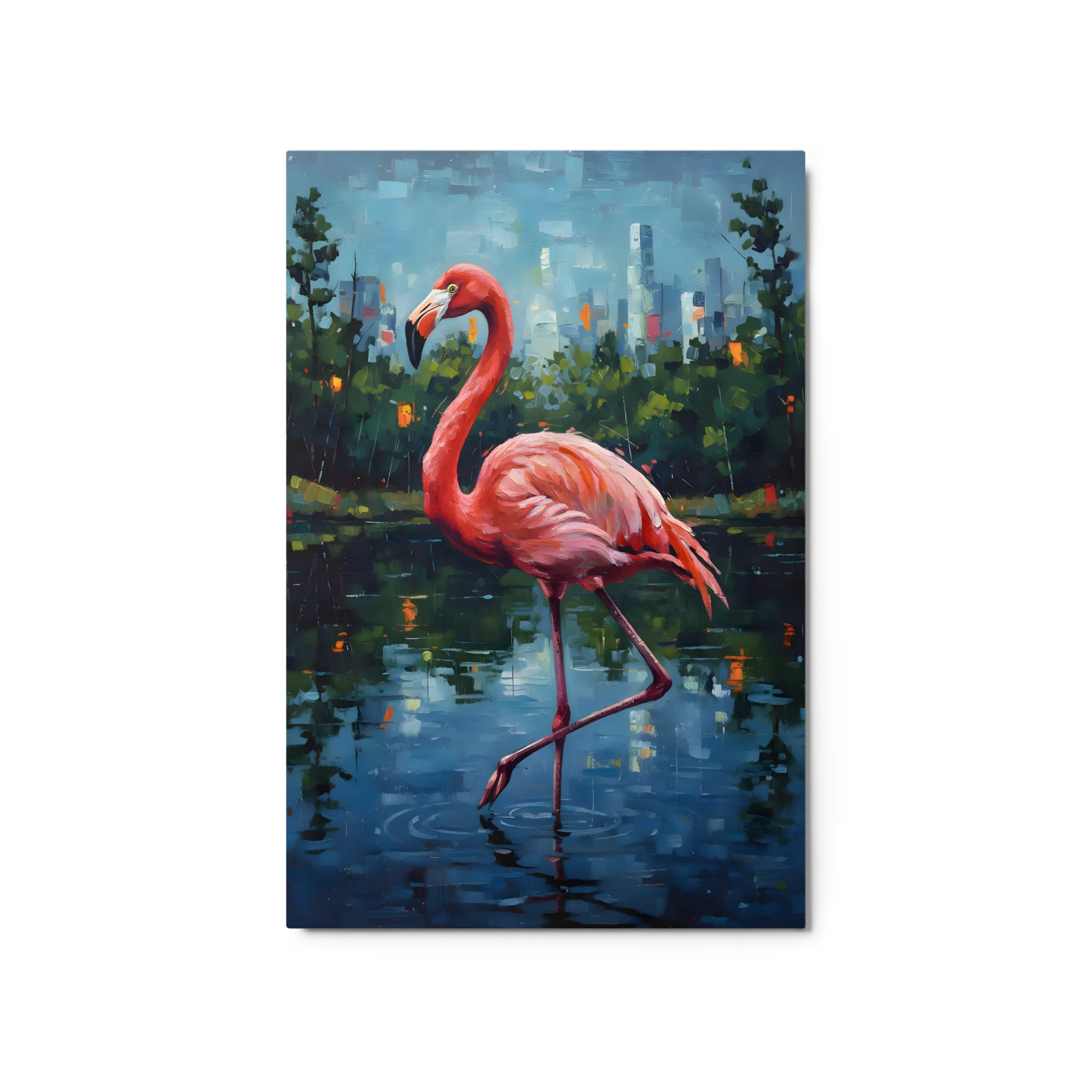 Urban Flamingo 
 Metal Print | 20″x 30″