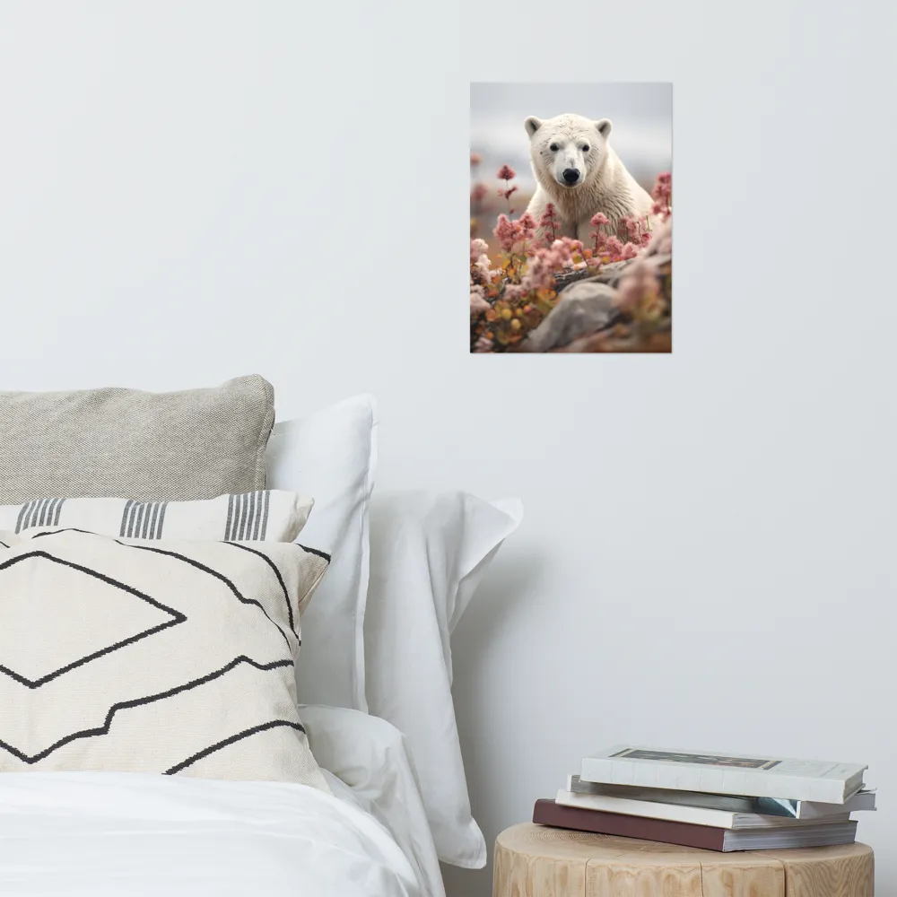 Curiosity Among Blooms: The Polar Bear | Poster | 12″×16″