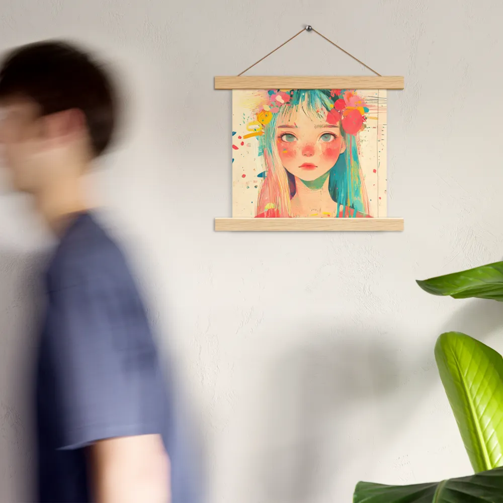 Whimsical Blossom | Poster With Oak Wood Hanger | 10″×10″