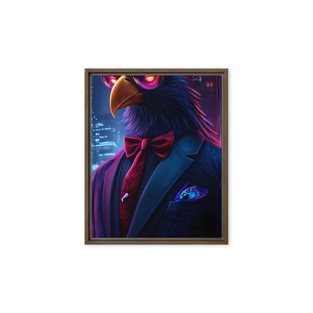 The Dapper Avian | Canvas with Brown Frame | 8″×10″