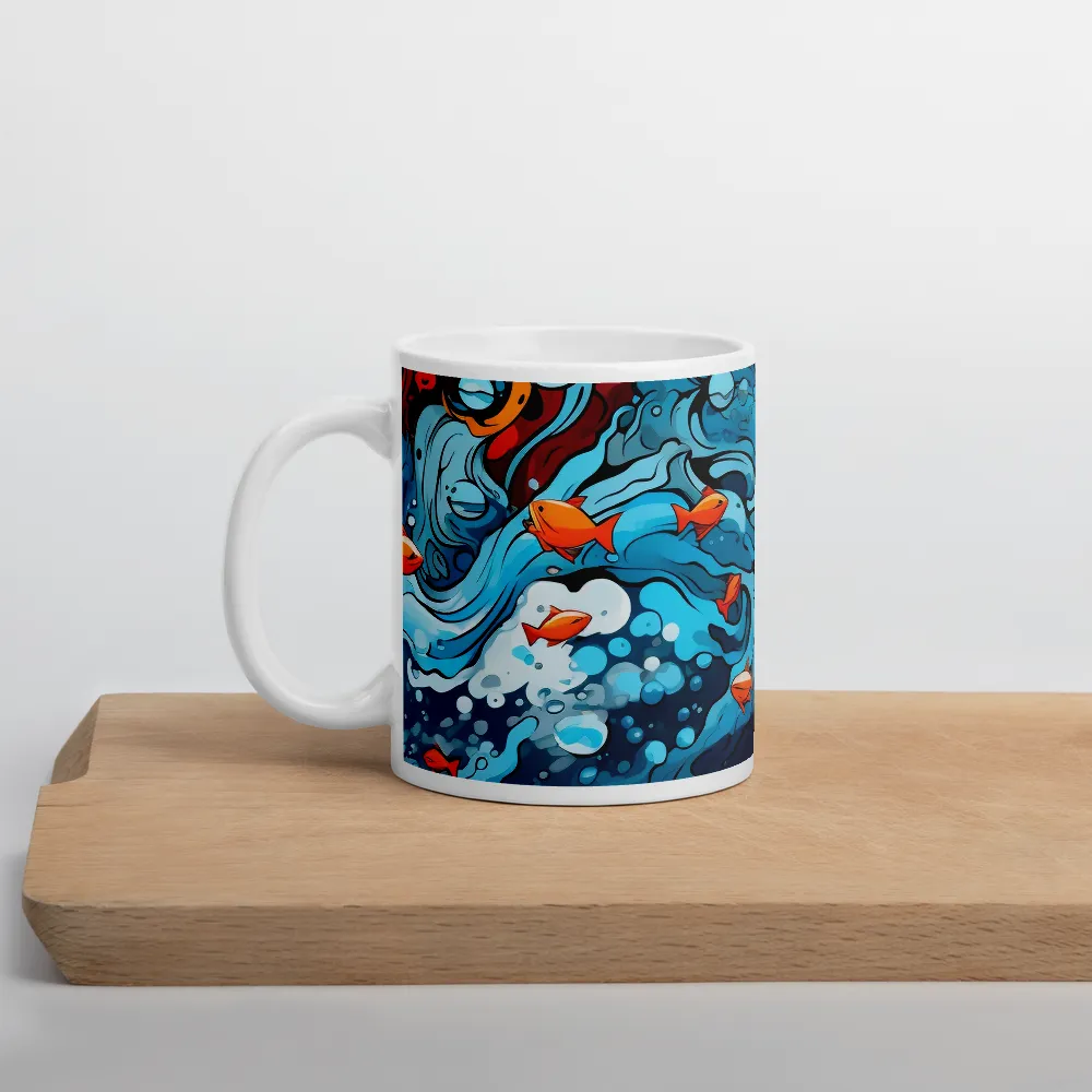 Fluid Harmony: Ocean and Flames | Mug with White inside | 11 oz