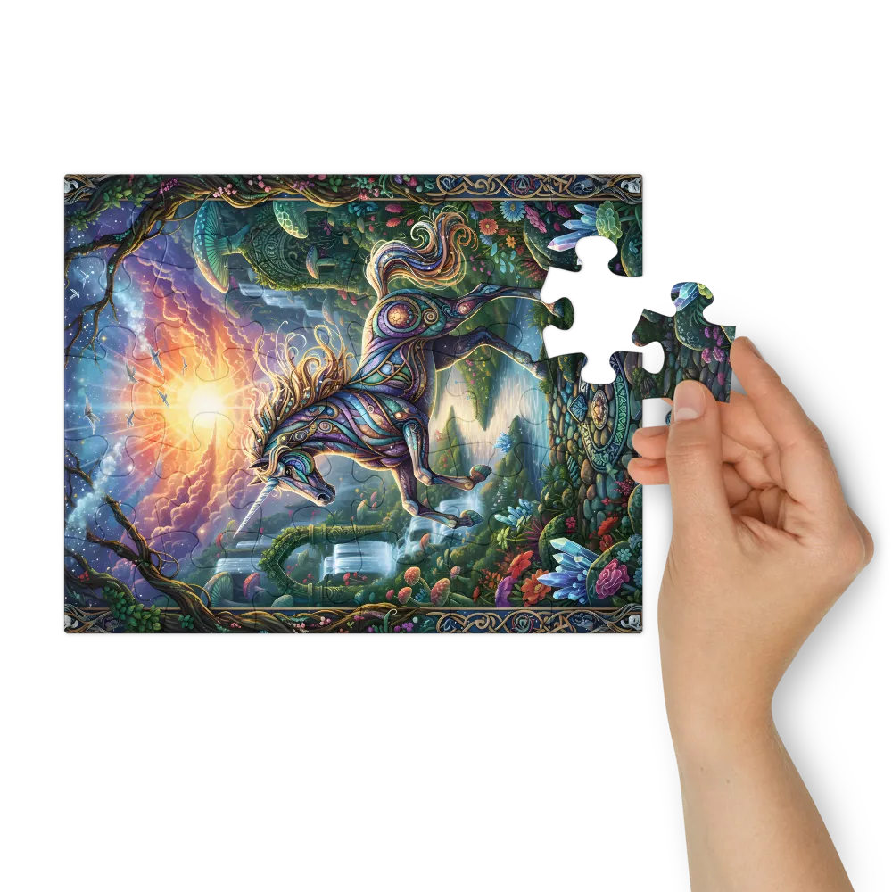 Enchanted Sunrise Unicorn 
 Jigsaw Puzzle in Tin Box