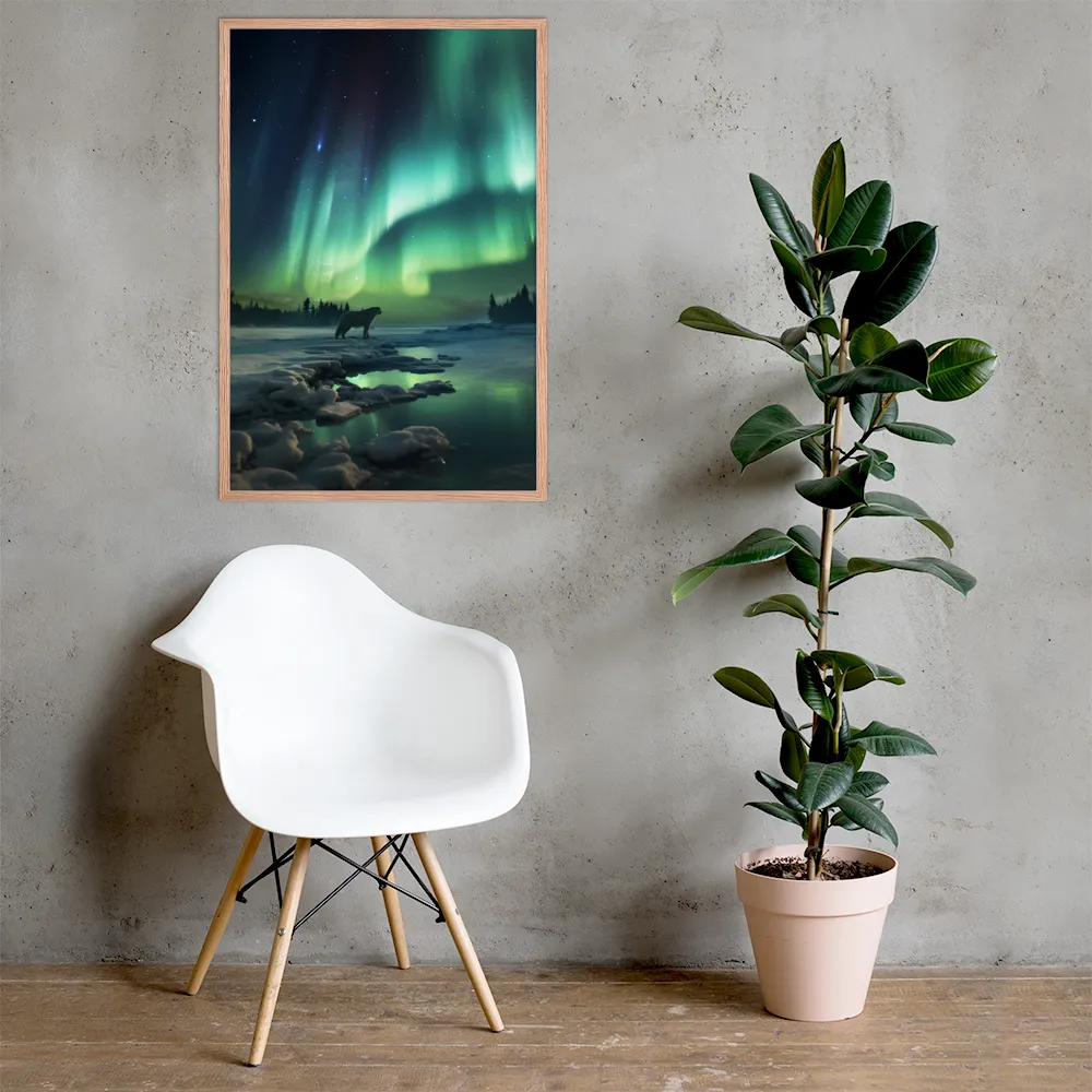 Auroral Guardianship | Poster with Red oak Frame | 24″×36″