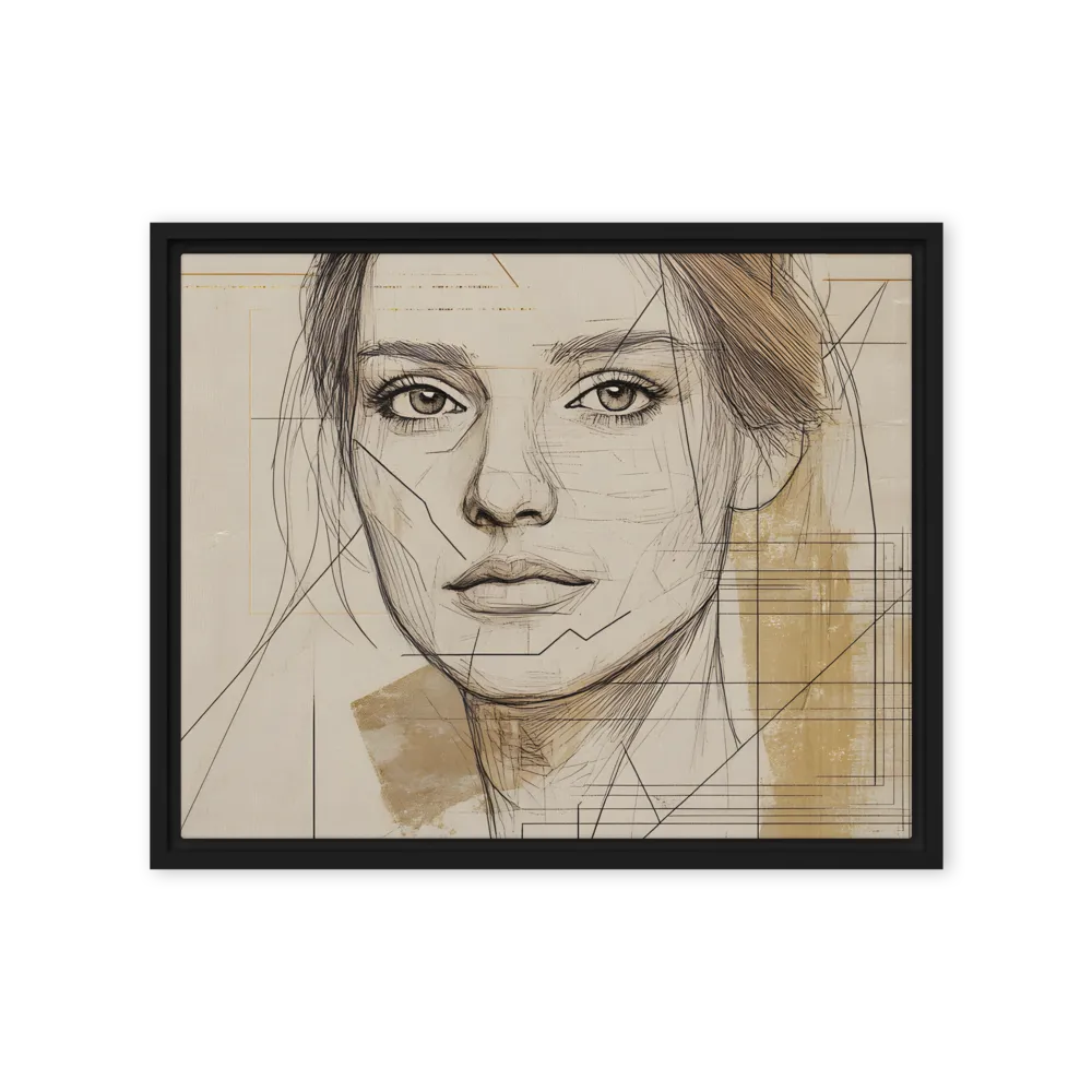 Geometric Elegance: A Modern Portrait | Canvas with Black Frame | 16″×20″