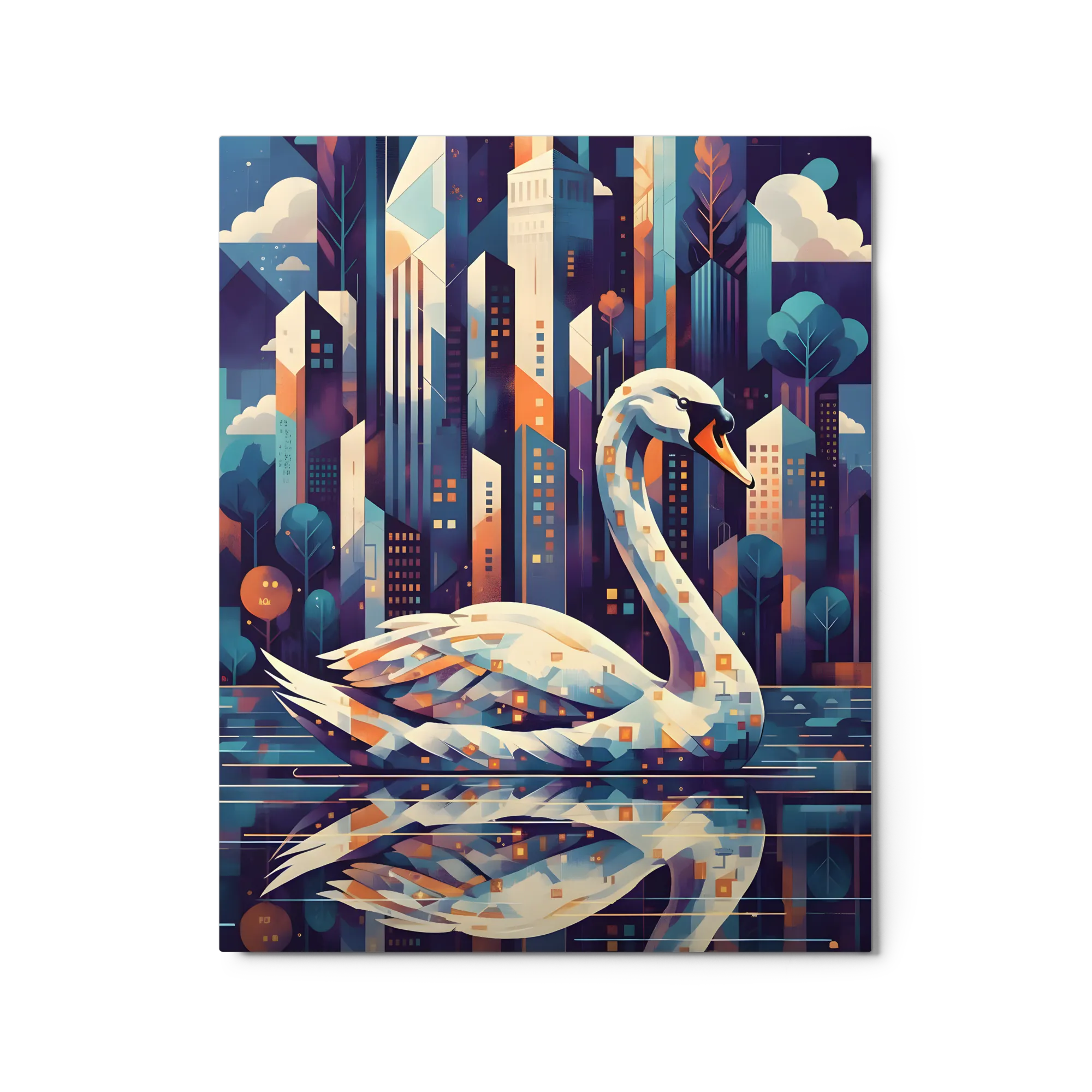 Urban Swan 
 Metal Print | 16″x 20″