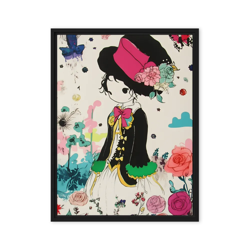 Whimsical Garden Reverie | Canvas with Black Frame | 24″×32″
