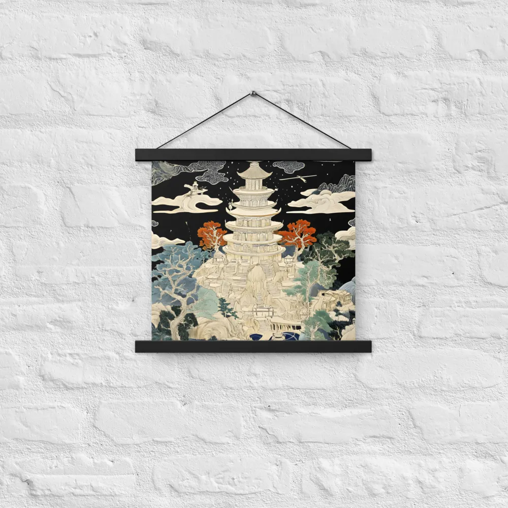 Whispers of the Pagoda | Poster With Black Wood Hanger | 14″×14″