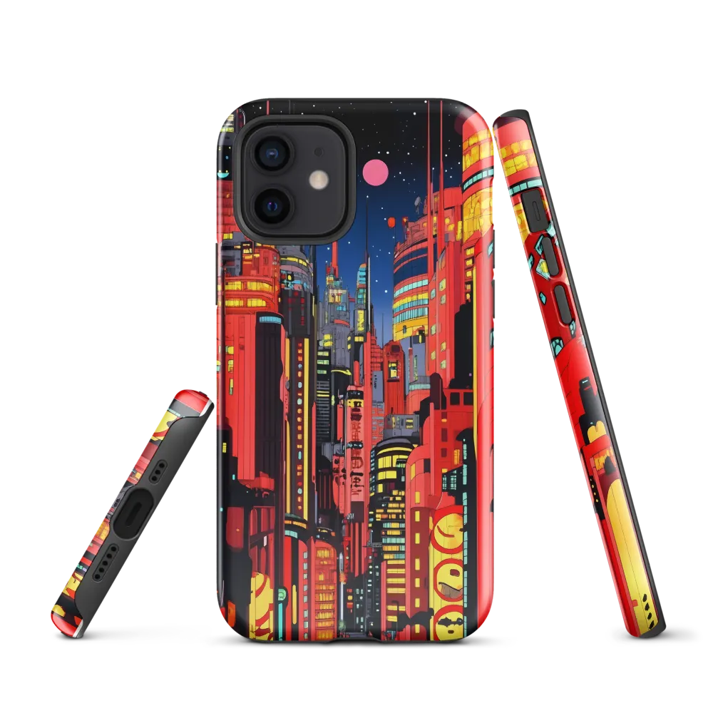 Neon Dreams: A Cyberpunk Cityscape | Phone Case |  12 | Tough Case | Glossy