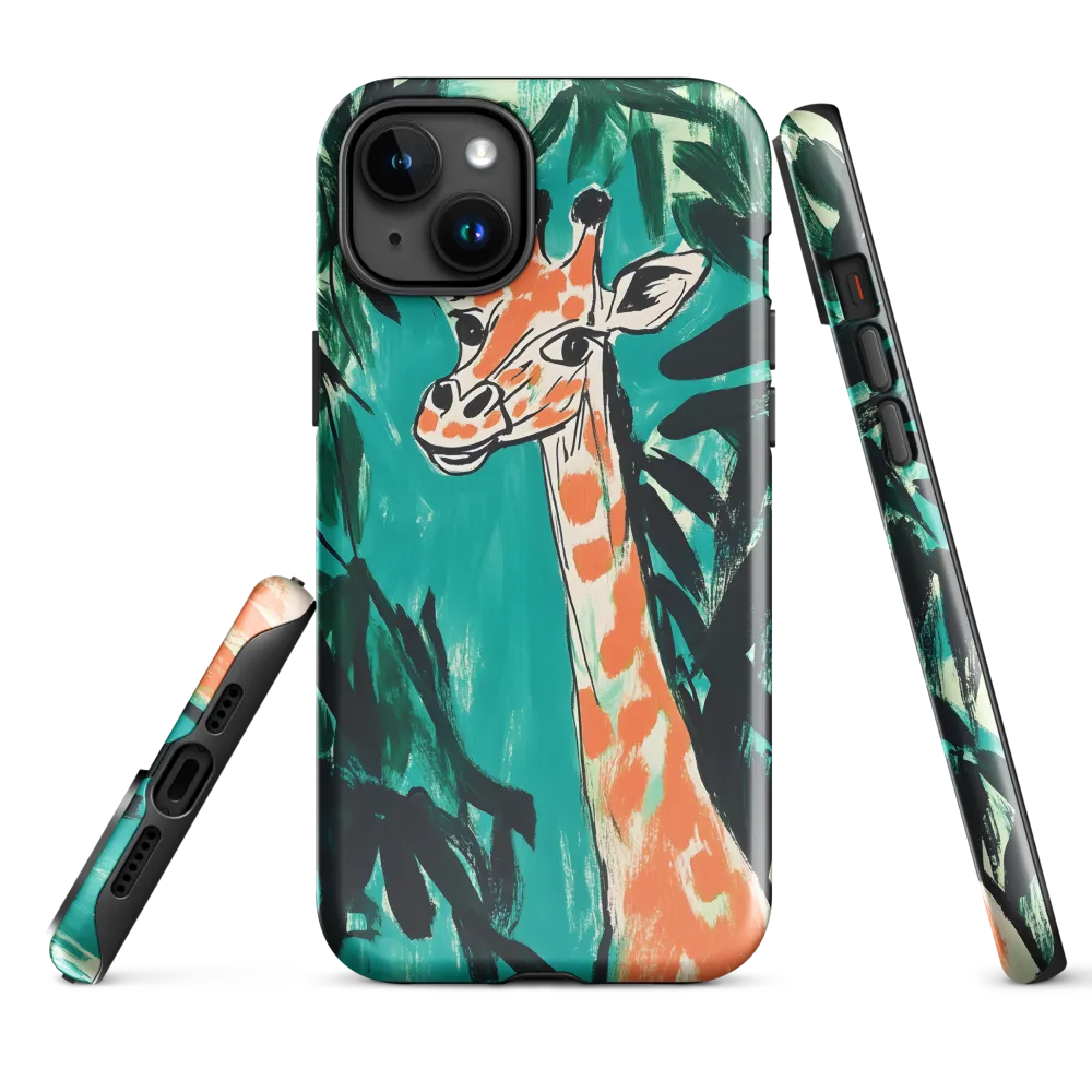 Curious Giraffe in Lush Greenery | Phone Case |  15 Plus | Tough Case | Glossy