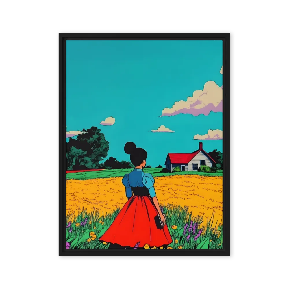 Whispers of a Sunlit Meadow | Canvas with Black Frame | 24″×32″