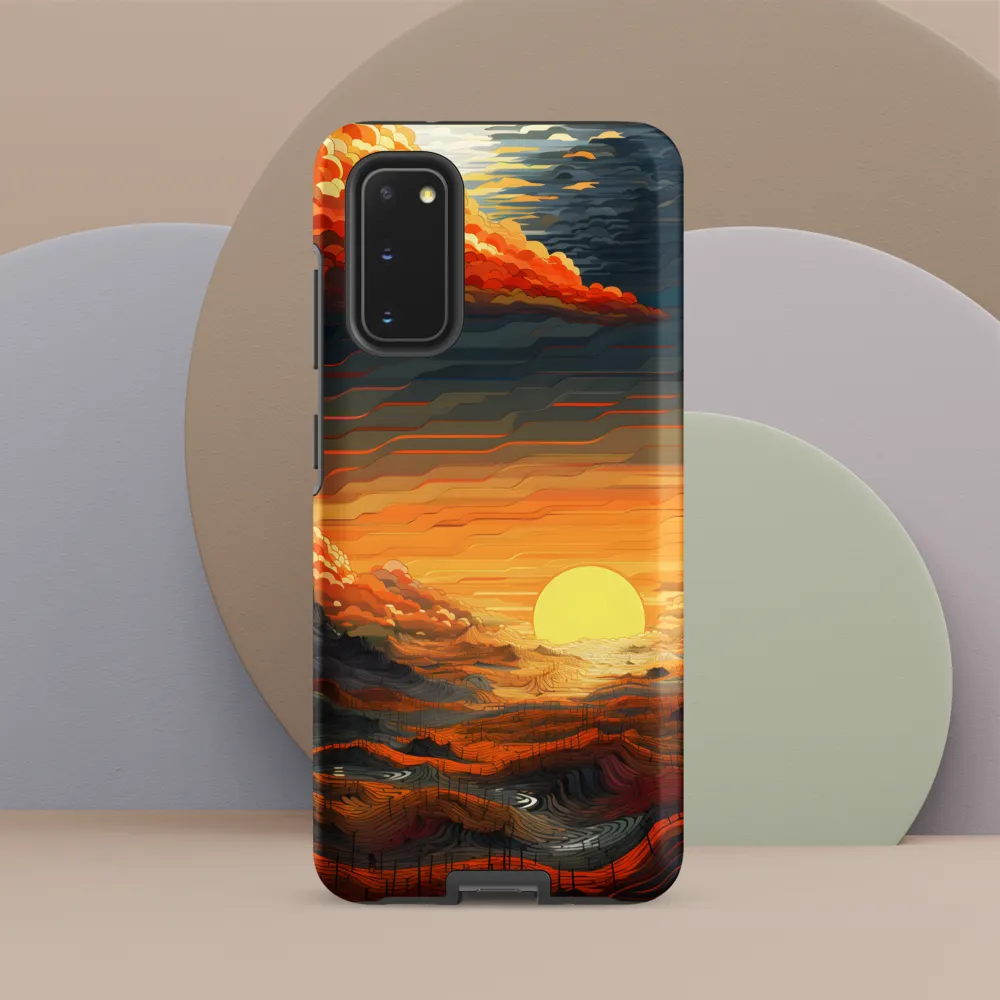 Ethereal Sunset: A Serene Landscape in Flowing Forms