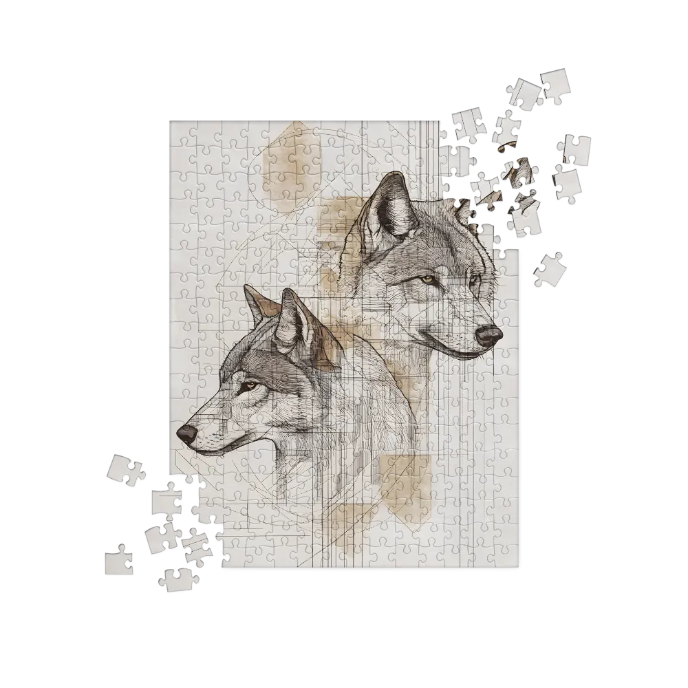 Geometric Harmony: The Essence of Wolves | Jigsaw Puzzle | 252 pieces