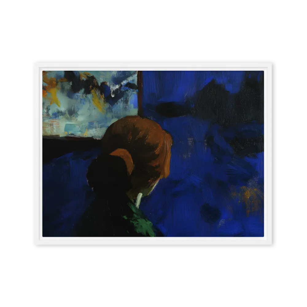Contemplation Under the Night Sky | Canvas with White Frame | 18″×24″