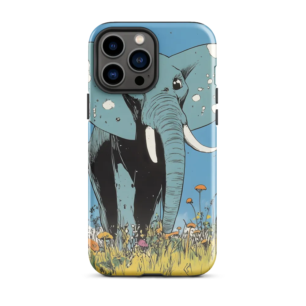 Whimsical Blue Elephant in Bloom