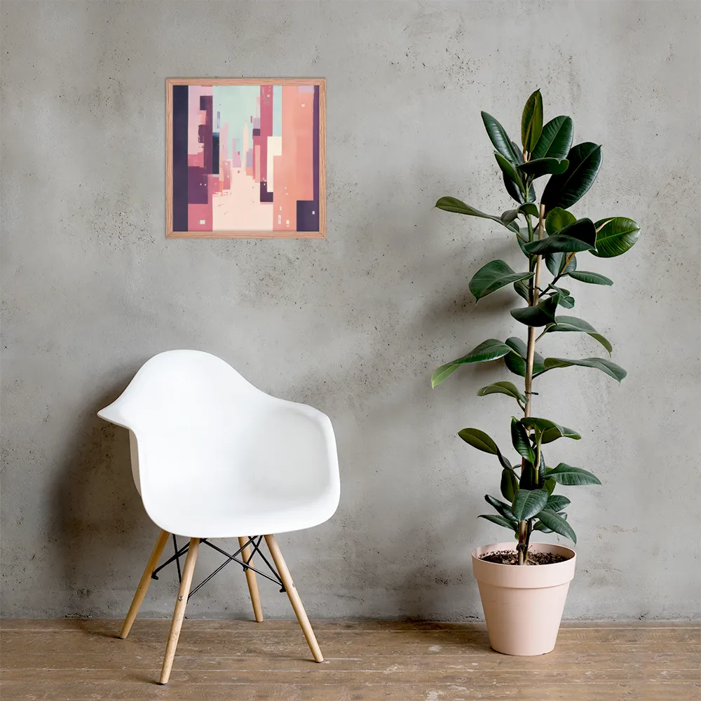 Tranquil Cityscape | Poster with Red oak Frame | 18″×18″