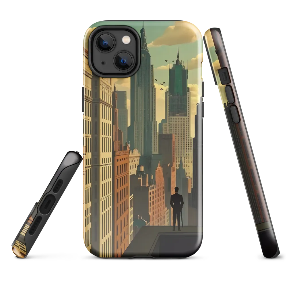 Urban Dreams: A Silhouette in Art Deco Cityscape