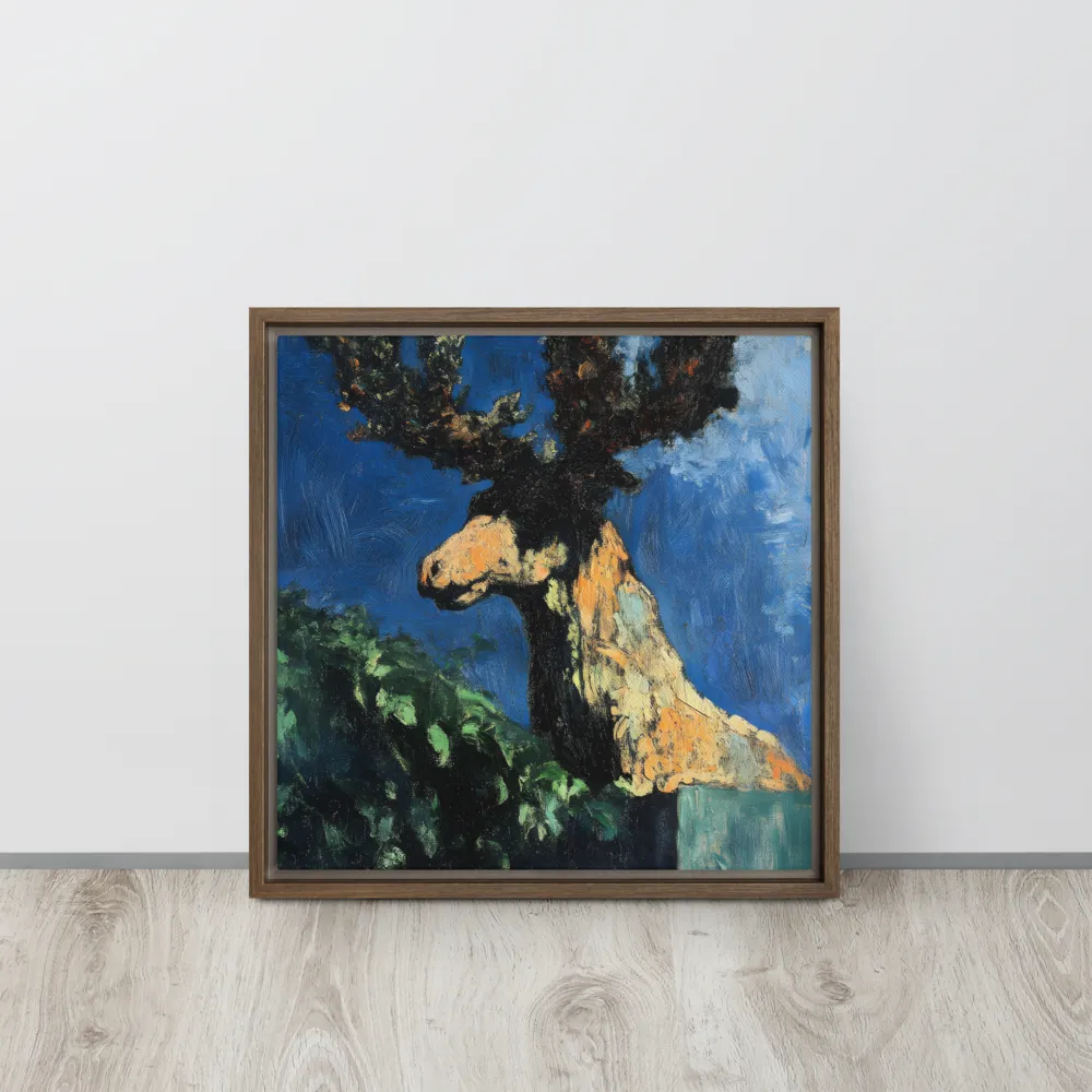 The Majestic Deer in Nature | Canvas with Brown Frame | 16″×16″
