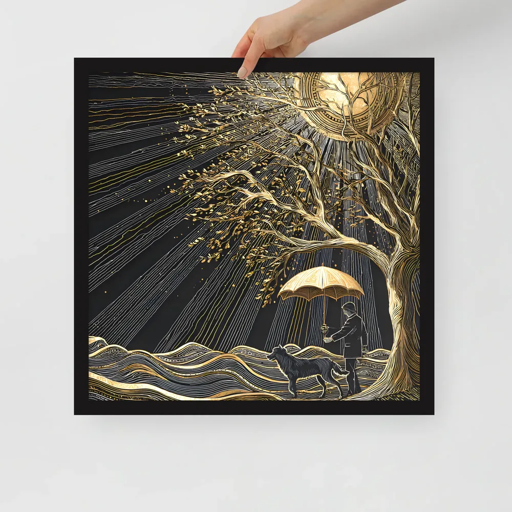 Under the Golden Sun 
 Poster with Black Frame | 18″x 18″