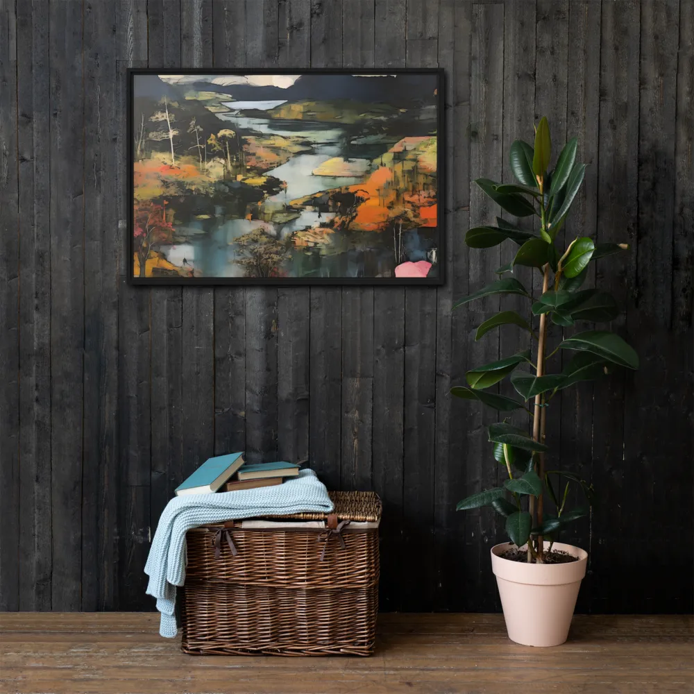 Harmony of Nature: An Abstract Journey | Canvas with Black Frame | 24″×36″