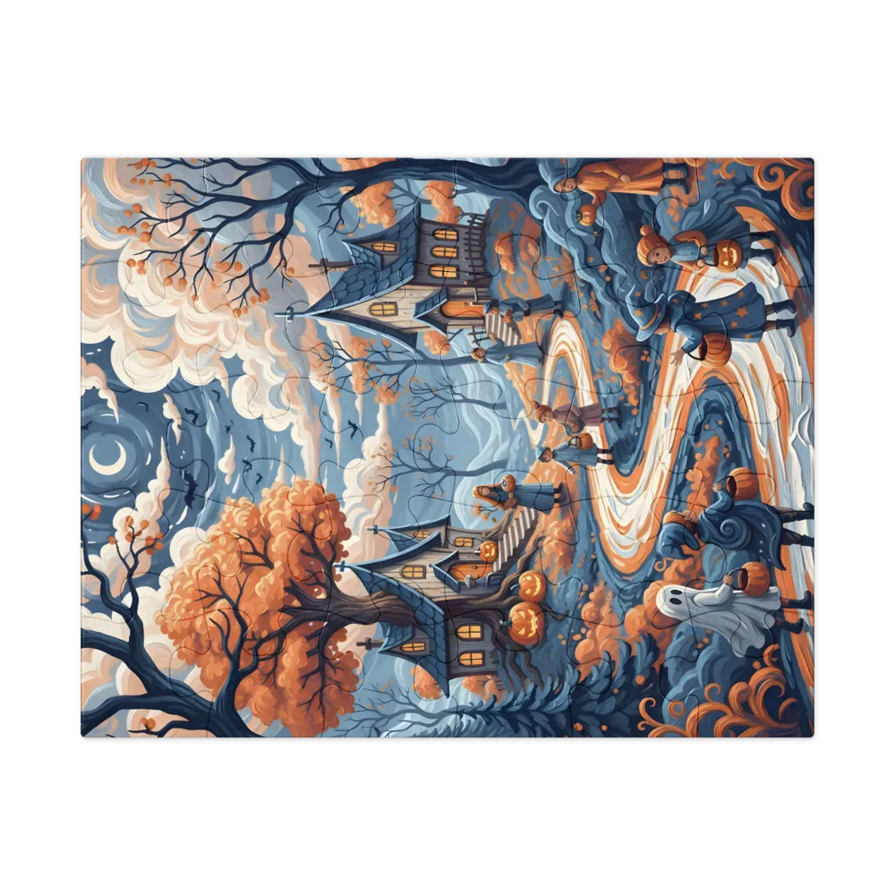 Moonlit Trick‑or‑Treat 
 Jigsaw Puzzle in Tin Box