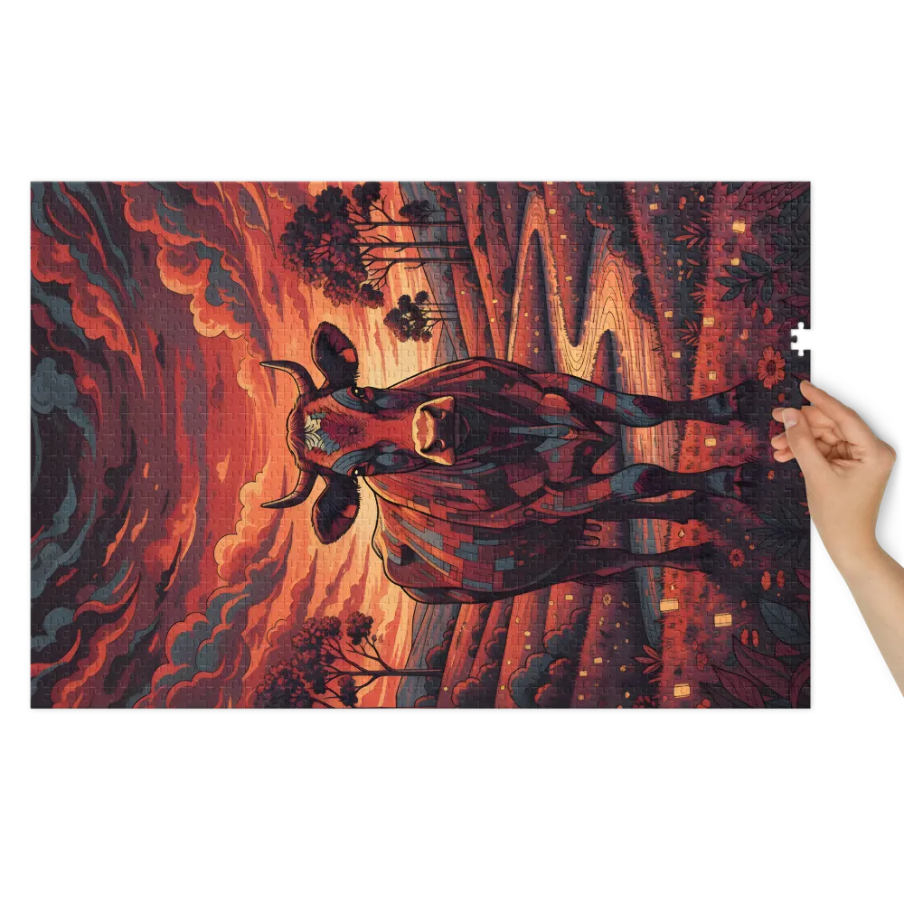 Ember Cow 
 Jigsaw Puzzle in Tin Box