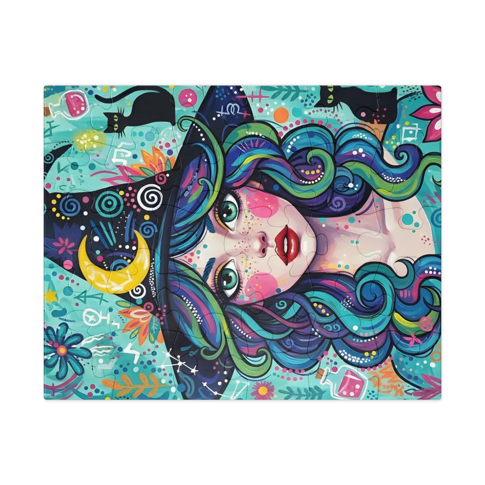 Moonlit Witch 
 Jigsaw Puzzle in Tin Box