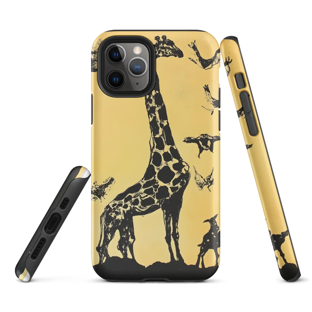 Whimsical Harmony of Giraffe and Birds