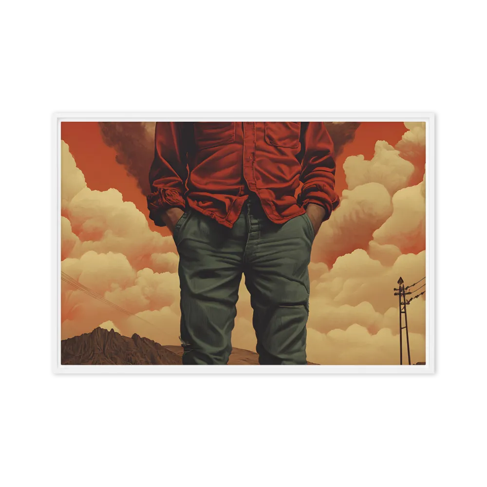 Defiant Spirit in a Surreal Landscape | Canvas with White Frame | 24″×36″