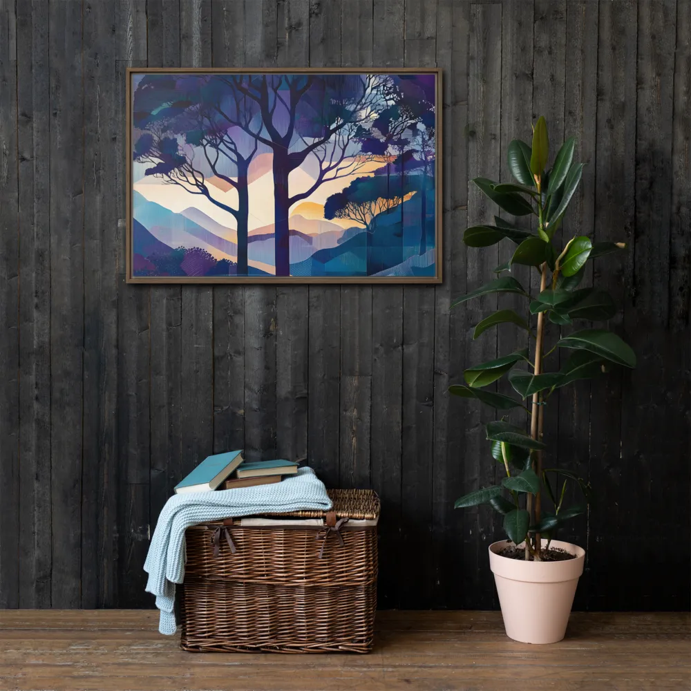 Tranquil Geometry: A Journey Through Color | Canvas with Brown Frame | 24″×36″