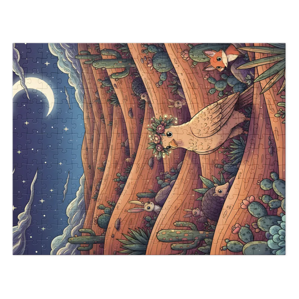 Moonlit Desert Gathering 
 Jigsaw Puzzle in Tin Box