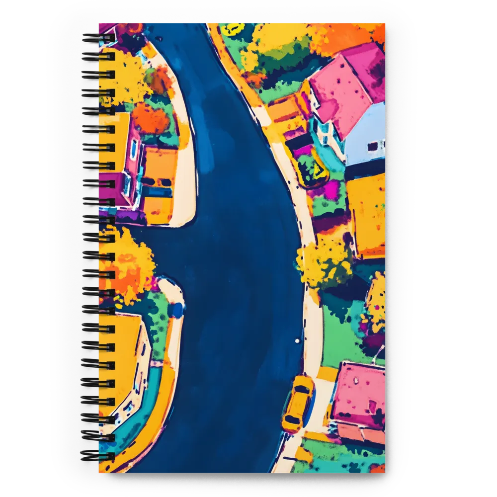 Curved Streets: A Vibrant Suburban Tapestry | Spiral Notebook