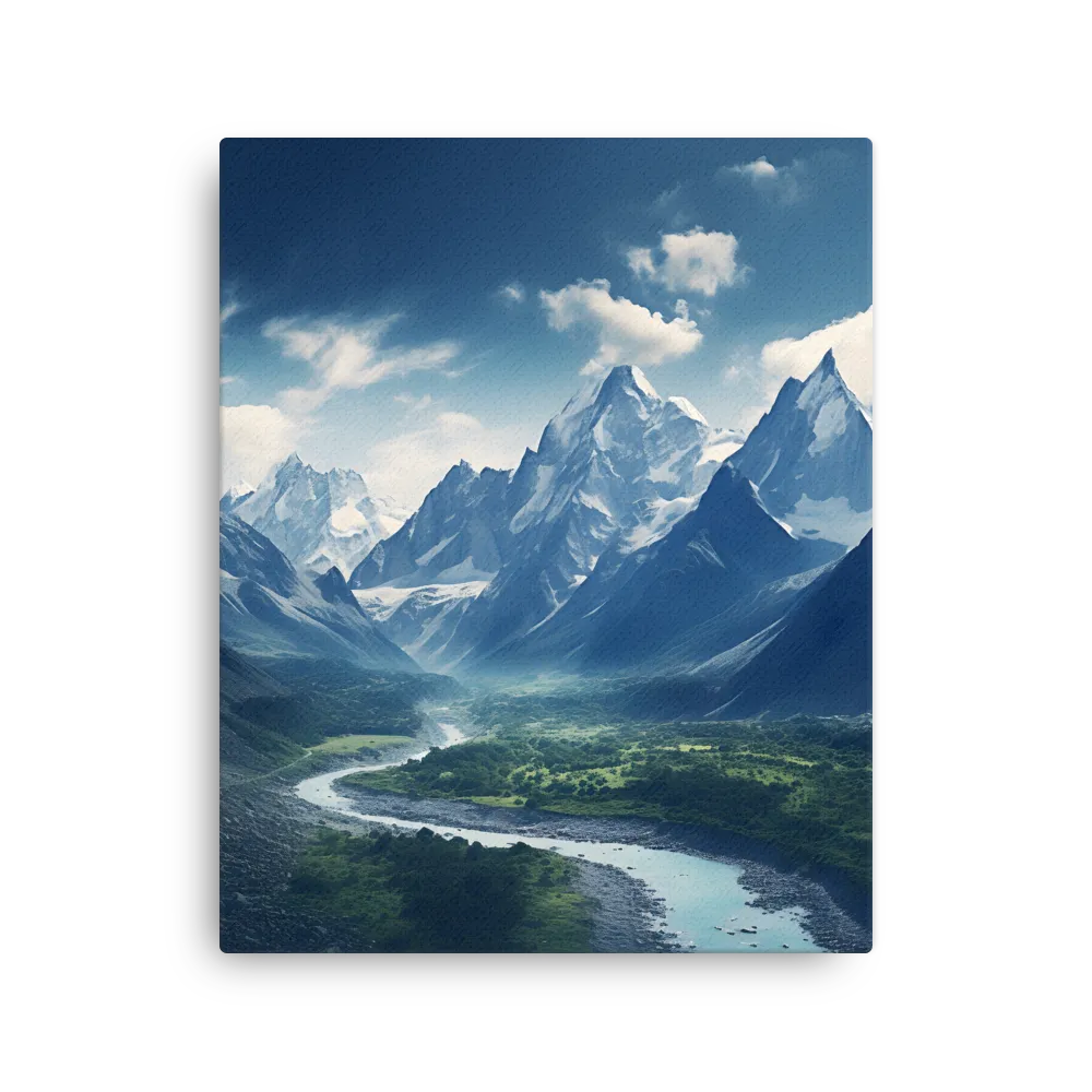 Majestic Serenity: A Landscape of Mountains and Rivers | Thin Canvas | 16″×20″