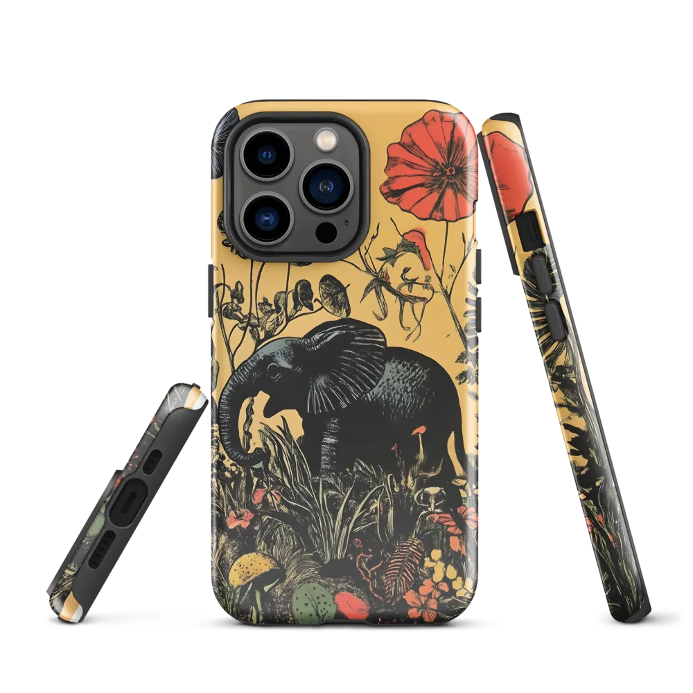 Floral Majesty: The Elephant's Sanctuary | Phone Case |  13 Pro | Tough Case | Glossy