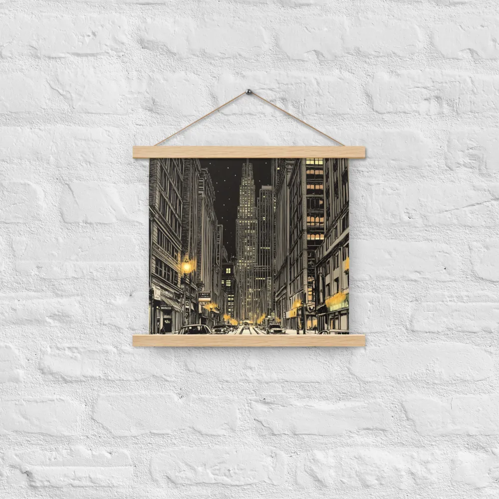 Whispers of the Night City | Poster With Oak Wood Hanger | 14″×14″