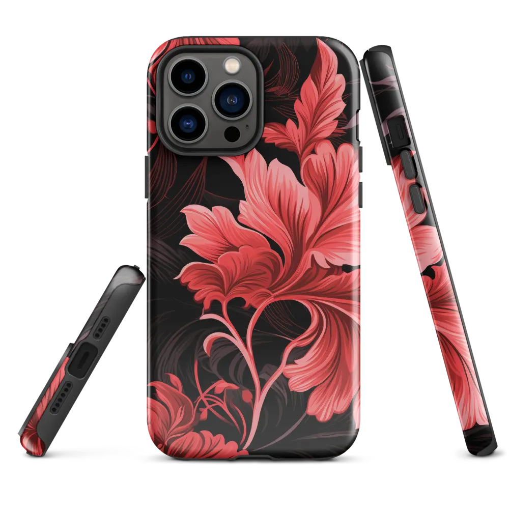 Tropical Elegance in Red | Phone Case |  13 Pro Max | Tough Case | Glossy
