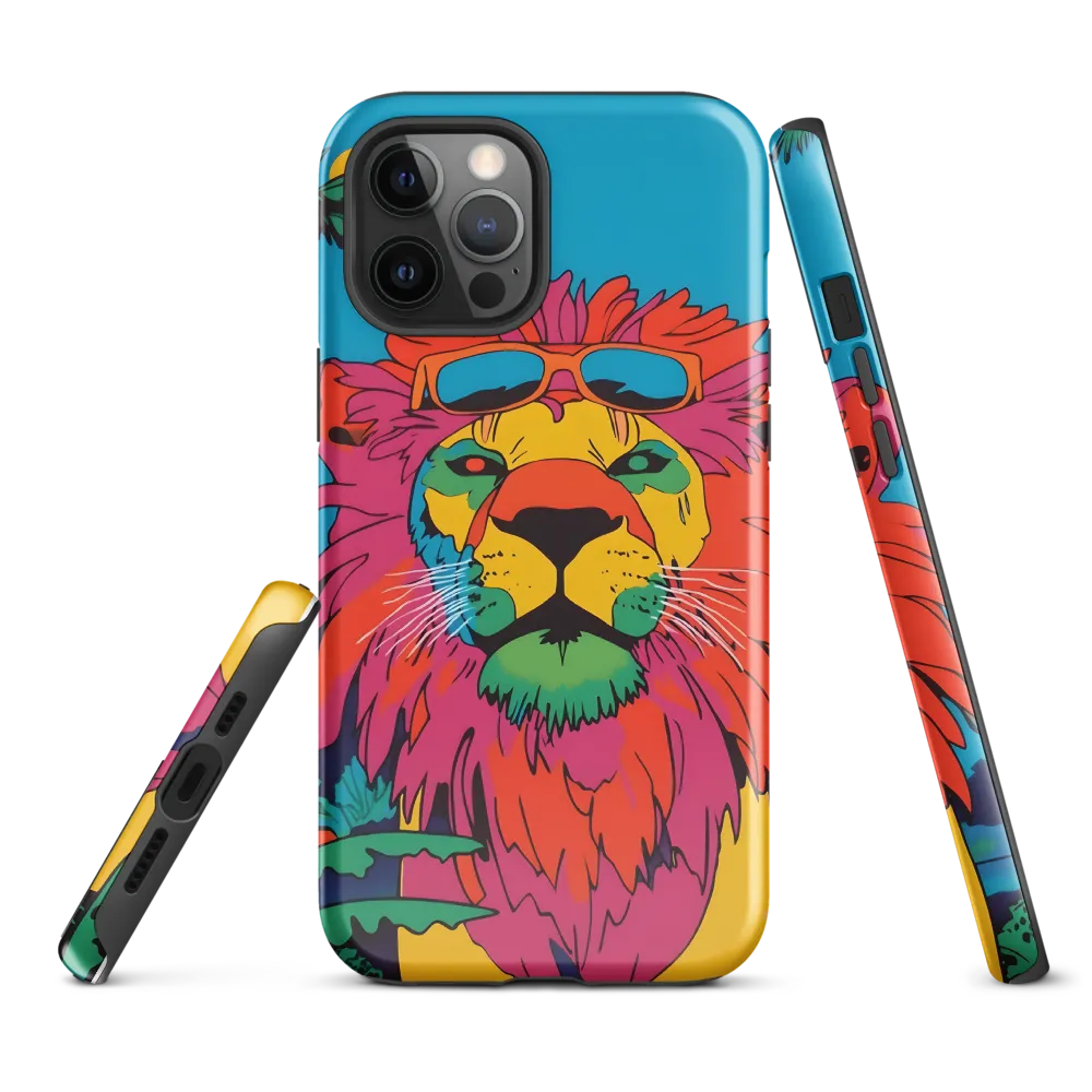 Lion with Sunglasses: A Vibrant Tropical Portrait